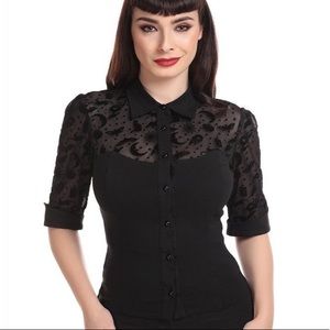 ModCloth x Collectif Witchy Halloween Velvet Burnout Pattern Blouse